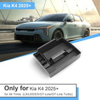 for 2025 2026 Kia K4 Center Console Organizer for Kia K4 (LX/LXS/EX/GT-Line/GT-Line Turbo), with Small Handle+Coin Holder, Durable ABS Plastic&Anti-Slip Console Tray 2026 2025 K4 Accessories