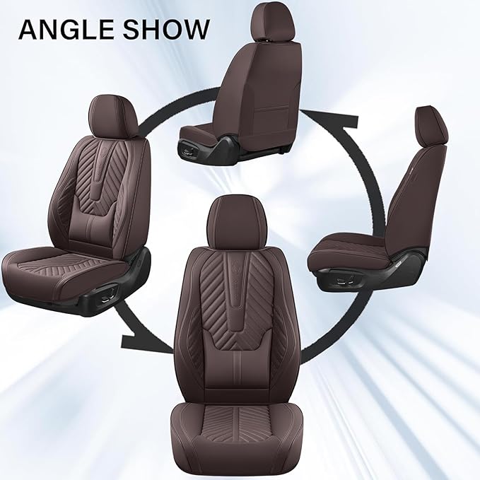 Coverado Front Seat Covers, Waterproof Leather Car Seat Protector, Universal Fit for Most Cars (Brown)