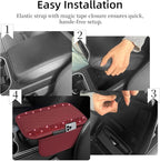 NBTEPEM Bling Burgundy Red Car Center Console Cover, Leather Car Arm Rest Cover with 2 Storage Bags, Universal Auto Armrest Protector Storage Box, Bling Accessories Interior for Most Vehicles