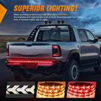 Nilight Truck Tailgate Light Strip 48Inch Arrow 432 LED with Red Running Brake Lights Amber Turn Signals Strobe Lights