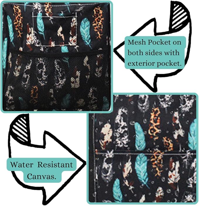 NGIL Extra Large Utility Tote Reusable Grocery Bag Oversized Collapsible for Groceries, Storage, Picnic, Beach (Wild Feather-Black)
