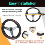 18 Inch Truck Steering Wheel Cover Leather Wheel Semi-Truck Comfy Grip Cover Anti Slip Car Accessory, Fits Rv, Big Rig and Classic Car(Red, Classic Style)