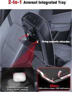 for 2023~2026 Chevy Colorado& GMC Canyon 2-in-1 Silicone Center Console Armrest Cover& Armrest Hidden Privacy Tray - [OEM Design& Friendly Liquid Silicone Rubber] - Thin Black