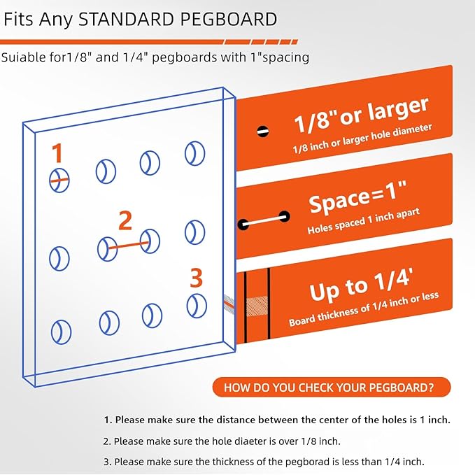 Calax 338PCS Pegboard Hooks Organizer Kit, Fit 1/8 or 1/4 inch Peg Board with Storage Bins, Pegboard Assortment Hooks Accesso