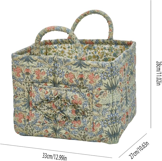 Boho Fabric Storage Basket, Large Capacity Laundry Basket, 12.2'' x 10.23'' x 10.23'' Collapsible Laundry Hamper with Easy Ca