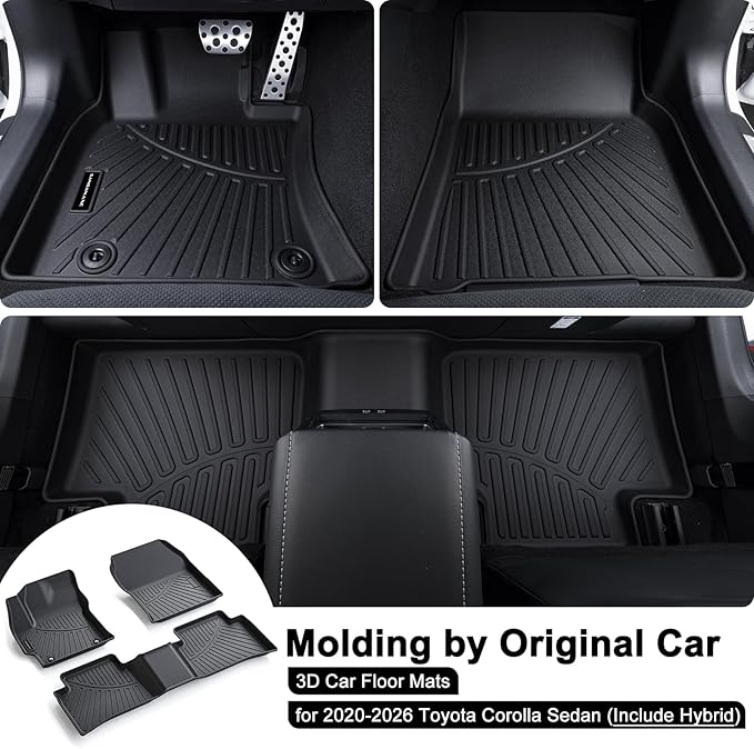 TPE Floor Mats for 2020-2026 Toyota Corolla Sedan (Include Hybrid) All Weather Car Floor Liners Fit Toyota Corolla Accessories Black