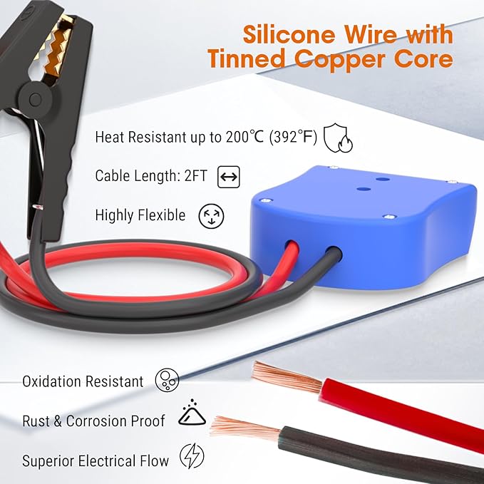 MaySpare Jumper Cables Adapter Compatible with Makita 18V Battery, 8AWG 2FT Portable Automotive Booster Cables, Car Jump Starter Power Tool Accessory (Battery Not Included)