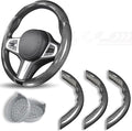 Car Steering Wheel Cover, 3 Piece Bright Carbon Fiber Steering Wheel Covers, Non-Slip Steering Wheel Cover Protector, Great Grip, Universal Car Accessories Decoration for 14.5-15 inch (Silver)