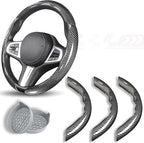 Car Steering Wheel Cover, 3 Piece Bright Carbon Fiber Steering Wheel Covers, Non-Slip Steering Wheel Cover Protector, Great Grip, Universal Car Accessories Decoration for 14.5-15 inch (Silver)