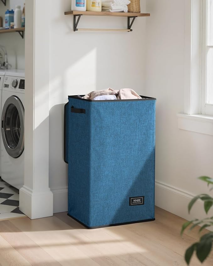 SOLEDI Laundry Hamper with Lid 90L Large & Tall Collapsible Laundry Basket, Clothes Hamper with Bag Removable Easy to Carry, 
