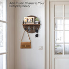 dreampossible Key Holder Wall Mount - 10.2 Inch Decorative Key Rack and Mail Organizer with 8 Key Hooks - Wooden Key Hanger w