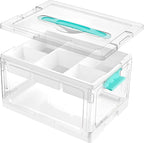 Vtopmart 24 QT Clear Plastic Craft Organizers and Storage Box with Removable Trays and Dividers,Art Supply Organizers and Sto