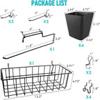 G.CORE Peg Board Organizer 21 Pack, Pegboard Accessories with Baskets Cups Hooks - 1/8" & 1/4" Peg Board Wall Tool Organizers