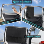 Car Sun Shade Side Window, 2 Pcs Blackout Car Window Shade for Baby Privacy with Storage Net Pockets Auto Curtains 7 Suction Cups for Heat/UV Protection Sun Block Covers