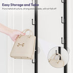 SWTYMIKI Over The Door Purse Organizer - 2 Packs Wall Mounted Purse Rack with 8 Hooks Design, Hanging Handbag Organizer Stora