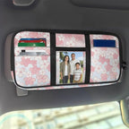 Sun Visor Organizer for Trucks,Cherry Blossom Design Scratch-Resistant Car Sun Visor Storage Bag Auto Sunshade Organizer Bag with Zipper