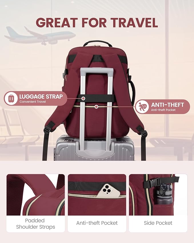LOVEVOOK Travel Backpack for Women & Men 40L,Airline Approved Carry On Backpack Travel Essentials,TSA Carry on Luggage,Waterp