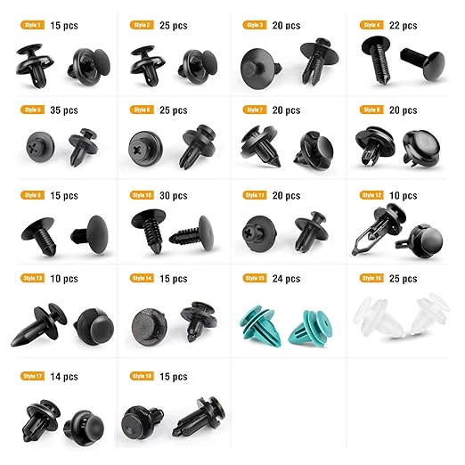 GOOACC - GRC-34 Push Bumper Fastener Rivet Clips with 18 Most Popular Sizes Auto Push Pin Rivets for Benz, BMW, Toyota, Honda