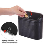 Ginsco Mini Car Trash Can with Lid, Small Car Garbage Can, Cute Leakproof ABS Car Trash Bin, Car Accessories for Interior, Garbage Bin for Car, Home, Office with 60pcs Trash Bags Carbon Fibre