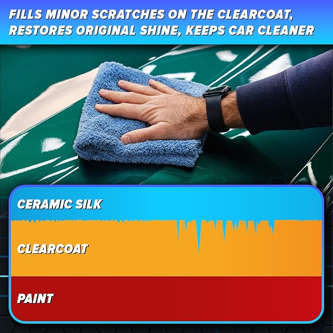 Carfidant Ceramic Silk - Ceramic Coating Spray - High Gloss, Hydrophobic Protection & Chemical Resistance for Cars, RVs & Boats - Long-Lasting Shine & Durability for Exterior Detailing - 8 fl. Oz.
