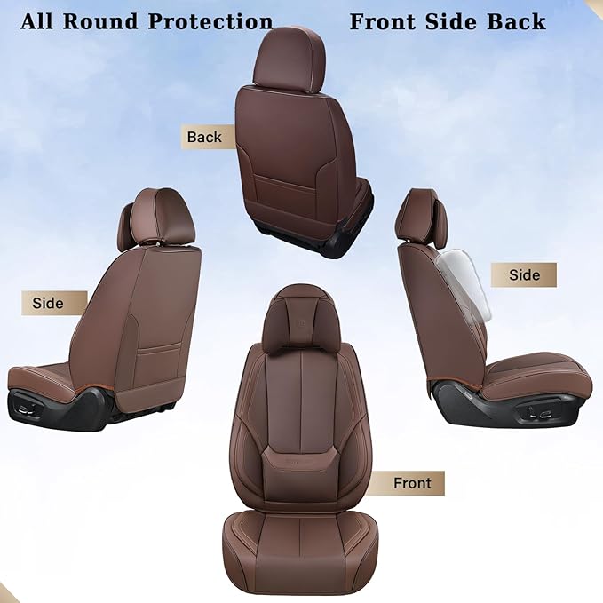 Coverado Universal Seat Covers Front, 2-Pack Universal Seat Covers for Cars, Waterproof Nappa Leather Car Seat Covers with He