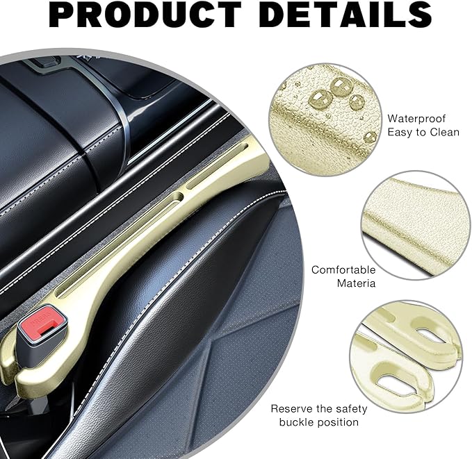 2PCS Car Seat Gap Filler Organizer, Car Seat Gap Organizer with Phone Holder, Car Accessories Car Side Seat Gap Filler for Prevent Falling (Beige)