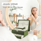 Jewelry Organizer Box, Jewelry Box Organizers for Women Girls, 3 Layers Large Leather Jewels Storage Case for Earring, Rings,