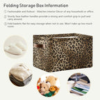 Leopard Print Vintage Storage Basket Collapsible Cloth Storage Cube Basket Bins Organizer with Handles Rectangular Large Toys