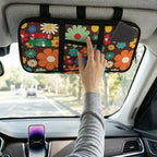 Car Sun Visor Storage Bag,Hippie Flower Design Car Accessories with Zipper Visor Storage Pouch Tactical Panel Adjustable Straps for SUV Truck