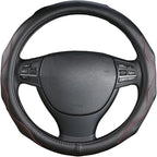 Leather Steering Wheel Cover 15 Inch – Real Leather with Silicone Lining, Non-Slip Universal Fit for Cars, SUVs & Trucks (Measure Before Purchase)