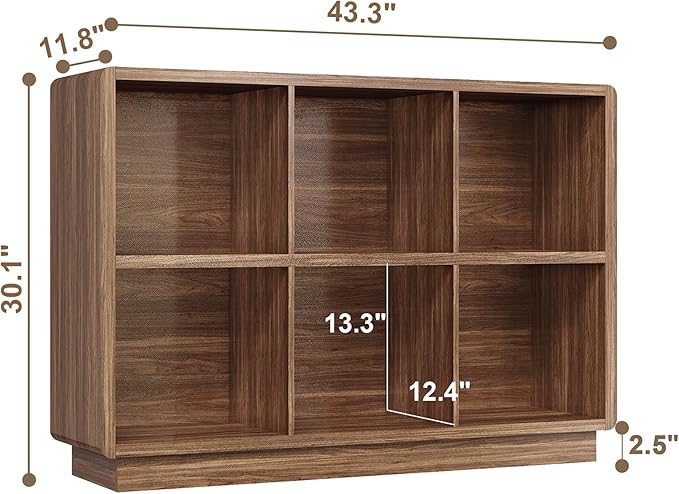 ChooChoo 6 Cube Storage Organizer, Wooden Bookcase with Storage, Cube Storage Bookshelf for Bedroom and Home Office, Brown Wa