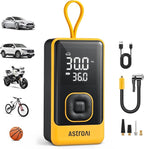 AstroAI L7 Air Tire Inflator Portable Air Compressor, 150PSI Electric Cordless Car Pump with Fast 1-min Inflation, Auto Shutoff, LED Light – Rechargeable for Car, SUV, Motorcycle, Bike Tires, Yellow