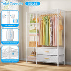Ulif F3 Heavy Duty Clothes Rack（With Fabric Drawers）Freestanding Clothing Racks for Hanging Clothes，Adjustable Closet Organiz