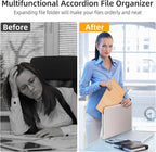 Fireproof Accordion File Organizer, Portable Expanding File Folder with Waterproof Zipper&Labels, Gray Document Organizer wit