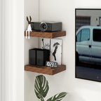 12 Inch Deep Floating Shelves | 16 Inch Brown Floating Shelves Set of 2 | 16W x 12D Rustic Shelves for Wall | Deep Wood Shelv