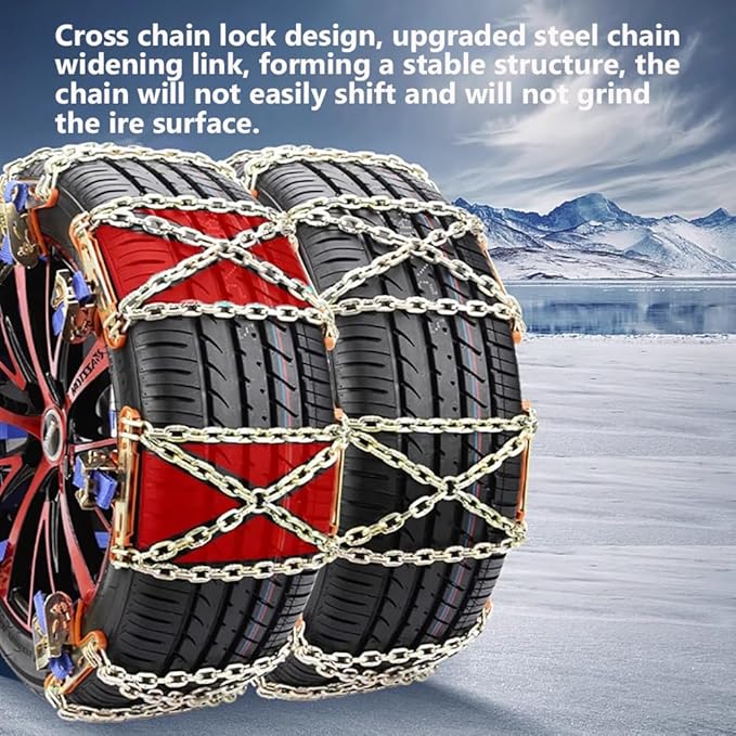 Snow Chains, Snow Tire Chains for Car SUV Pickup Trucks, Adjustable Universal Emergency Thickening Anti-skid Traction Chains,