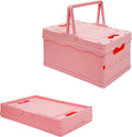 Tixill Small Collapsible Storage Crates, Foldable Plastic Baskets with Lids and Handles for Organizing, Mini Stackable Bins f