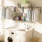 4 Pack Laundry Room Shelves Wall Mounted with Wire Baskets, Laundry Room Organizer and Storage, Over The Washer and Dryer Wir