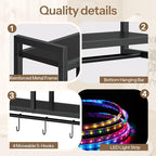 HOOBRO Gaming Floating Shelves with LED Lights, 28.7" LED Wall Mounted Shelf, 4-Tier Floating Wall Shelf for Storage, Display
