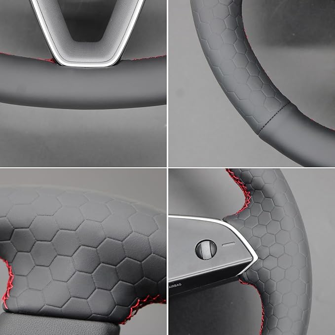 MEWANT Tesla Model 3 Highland/Model Y DIY Stitching Steering Wheel Cover Wrap for Tesla Model 3 Highland 2023-2025/Model Y 2025 Highland for Tesla Model 3/Model Y Accessories