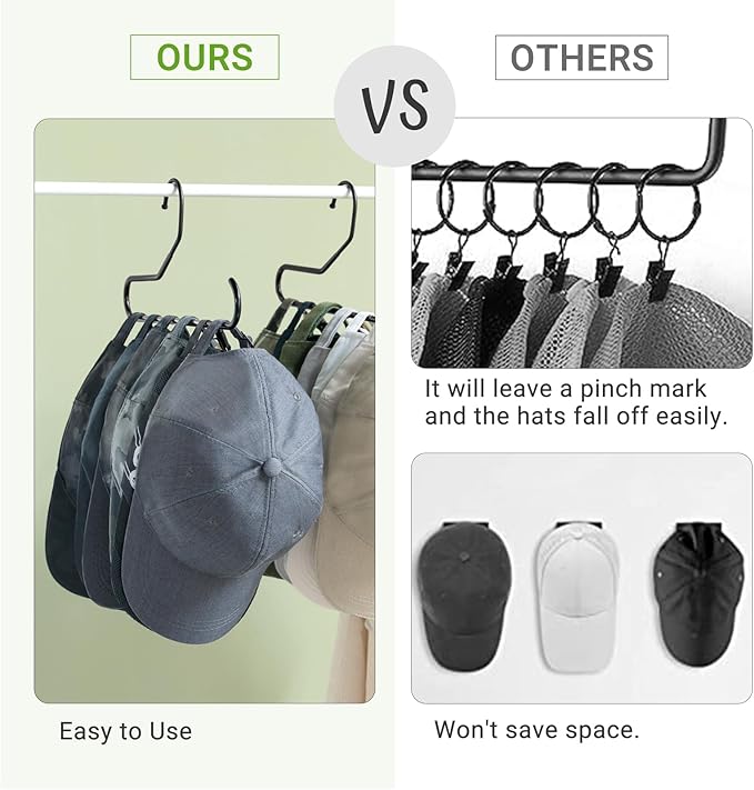 Mkono Hat Organizer for Baseball Caps Metal Hat Rack for Closet Hat Hangers Baseball Cap Holder Hat Storage Organizer Holds 4