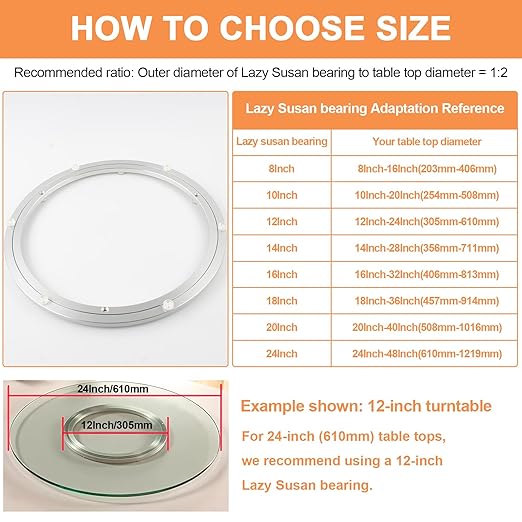 TamBee 10 Inch Lazy Susan Bearing Base - 150lb Capacity Aluminum Heavy Duty Lazy Susan Turntable Mechanism Kit for Smooth Rot