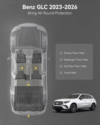 3W Floor Mats & Cargo Liner for Mercedes Benz GLC 2026 2025 2024 2023 GLC300 / GLC43 AMG / GLC63 AMG SE (Not for Coupe & PHEV (350e)), TPE All Weather Floor Liner & Cargo Mats Car Accessories