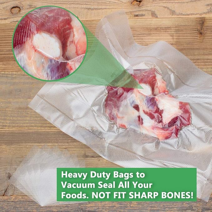 Vacuum Sealer Bags Rolls Compatible with FoodSaver 4-Pack 11" x 25' Vacuum Seal Rolls Fit Inside Machine Double-Side Embossed