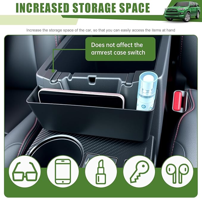 Center Console Organizer for 2010-2024 Toyota 4Runner Hanging Armrest Box Storage Tray for 4 Runner Interior Accessories(Center Console Hanging Armrest Box/Fit 10-24)
