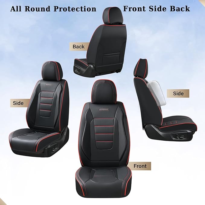 Coverado Seat Covers Full Set, Seat Covers for Cars, Car Seat Cover, Car Seat Protector, Nappa Leather Car Seat Cushion, Wate