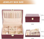 Jewelry Boxes for Women Girls PU Leather Jewelry Organizer Box 2 Layer Large Jewelry Storage Case Removable Tray for Necklace