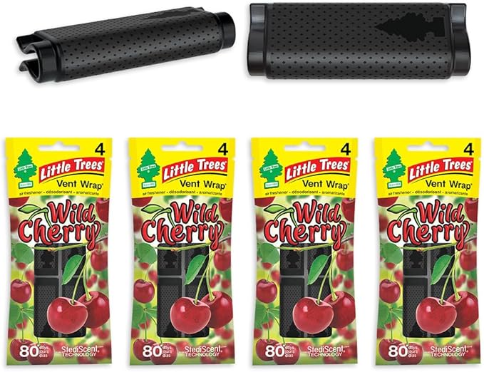 LITTLE TREES Car Air Freshener | Vent Wrap Provides Long Lasting Scent, Invisibly Fresh | 16 Air Fresheners | Wild Cherry