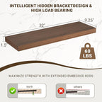 32 Inch Floating Shelves, 3D Textured Wood Grain, 32"x9.25"x1.5" Inch Deep Floating Shelves for Wall, Wooden Shelves for Bath