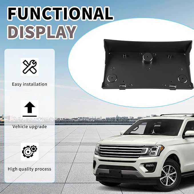Front Bumper License Plate Frame Bracket Compatible with Ford Expedition 2018 2019 2020 2021 2022 2023 2024, Black License Fr